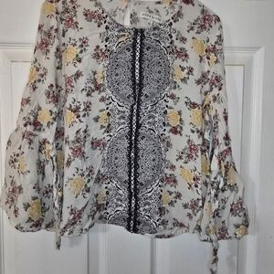 Moon River Floral Women's Top - Cream and Yellow